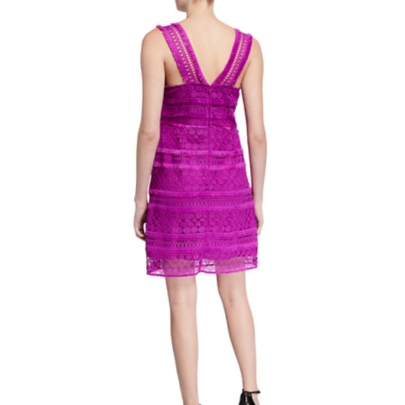 Sam Edelman | NWT V Neck Lace Tassel Pink Very Berry Dress - Picture 3 of 7